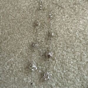 Silver Filigree Drop Earrings - Women Jewelry